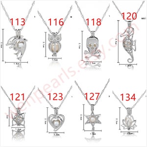 New 2PCS Cage Freshwater Pearl Pendant with Chain,Pearl Cage Pendant Necklace,Locket Cage pendants For Pearl Oysters With Pearls,AAL-001
