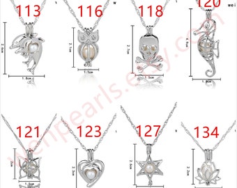 New 1PCS Cage Freshwater Pearl Pendant with Chain,Pearl Cage Pendant Necklace,Locket Cage pendants For Pearl Oysters With Pearls,AAL-001