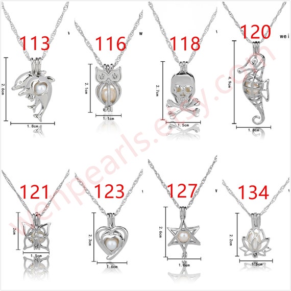 Collana Con Ciondolo Gabbia E Perle D'ostrica – Argento, Stile Bohémien, Fatta A Mano
