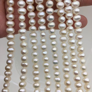 AA+ 6-6.5mm THICK SKIN white potato freshwater pearls,CR6-2A-10