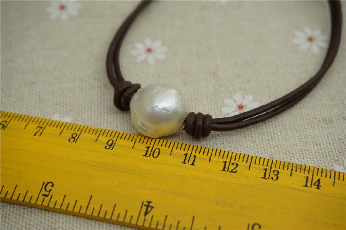 Huge Pearl and Leather Bracelet Leather Pearls Bracelet Etsy