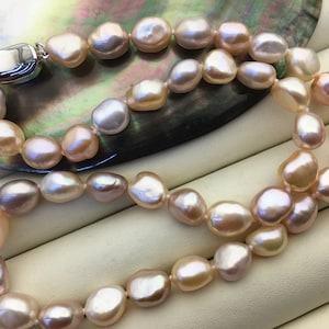 17.5&#39;&#39; AAA+ 9mm Pink Purple Mix Color Nugget Pearl necklace,pearl necklace, NPN1-023