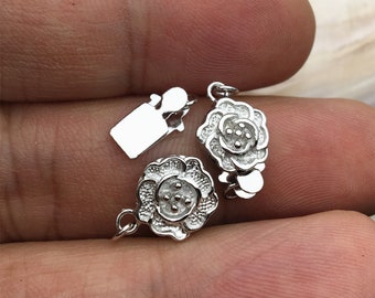 8.5mm 925 sterling silver flower clasp, single strand clasp, push-in pearl clasp, necklace clasp, fashion jewelry findings, ASL-CL-013