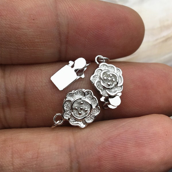 Fermoir à fleur en argent sterling 925 de 8,5 mm, fermoir à un seul brin, fermoir à perle enfichable, fermoir à collier, résultats de bijoux de mode, ASL-CL-013