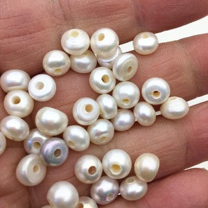 20pcs AAA 7-8mm white button round freshwater pearls,2.2mm large hole Rondelle white pearl Beads,SM7-T6
