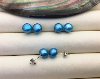 1 Pair AAA 6-7mm Purple Pearl Stud Earrings,s925 Sterling Silver