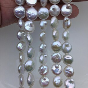 AA 10-11mm White Coin freshwater pearls,diy bead,flat round pearl bead,COIN12-2A-2-5