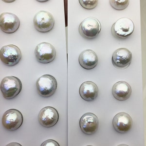 1 pair AA+ 12-13mm Mabe Freshwater Pearl Pair,Half Ball Button Round Shape,MB12-3A-1