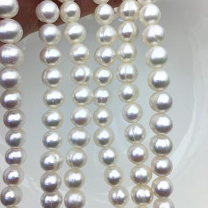 AA 9-10mm white near round potato freshwater pearls,freshwater potato shape pearl string,CR9-2A-12