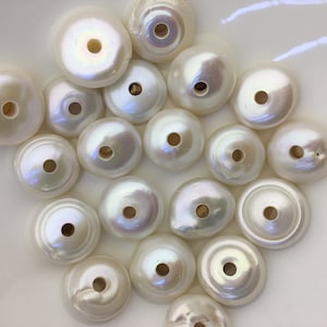 10pcs AA 14-16mm white thick coin freshwater pearls,3mm large hole,COIN12-T14