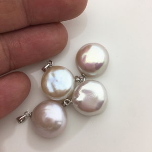 1pc AAA 15-16mm White Thick Coin pearl pendant,NC1-028