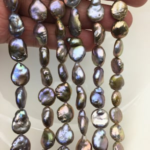 AA 10-11mm gray bronze color drop coin freshwater pearls,flat pearl beads,COIN10-T5