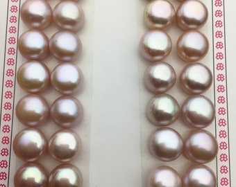 1 pair AAA+ 10.5-11mm Purple button Round freshwater pearls pair,BTN11-4A-1-2