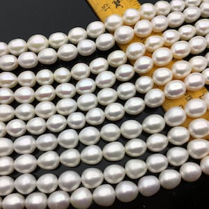 AAA 8.4-9.4mm*9.3-11mm white oval freshwater pearls,LR9-3A-92