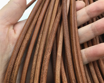 1/2/5/10 yards 5mm Natural Dark Tan Color Round Leather Cord,Wholesale Jewelry Supplies,Distressed Matte Finish,LC5-203