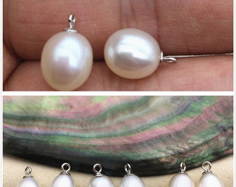 AAA 9mm White/Gray rice pearl dangle earrings,S925 Sterling Sliver pearl earrings,pearl for women,SE3-165