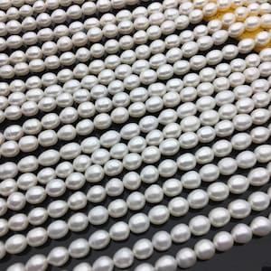 AA+ 8-8.5mm x 9-10mm Cultured White Freshwater Rice Pearls beads,drop pearl necklace,diy pearl beads,gift for her,LR8-2A-6