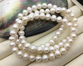 1pc 7 inchs AA+ 6.3-7.3mm White Freshwater pearl Elastic string Bracelet,B8-032