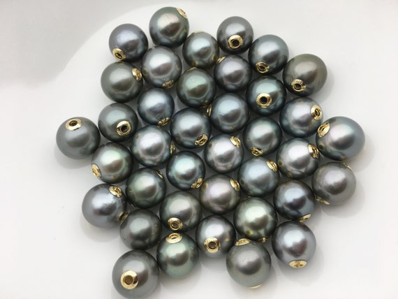 Véritable Or 18 carats Noir Perle de Tahiti Pendentif 9-10 mm