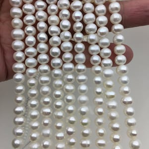 AA+ 6-6.5mm white potato freshwater pearl,white color real fresh water loose pearl string wholesale in bulk,CR6-2A-9