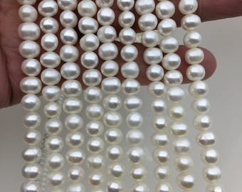 AA+ 6-6.5mm white potato freshwater pearl,white color real fresh water loose pearl string wholesale in bulk,CR6-2A-9-1