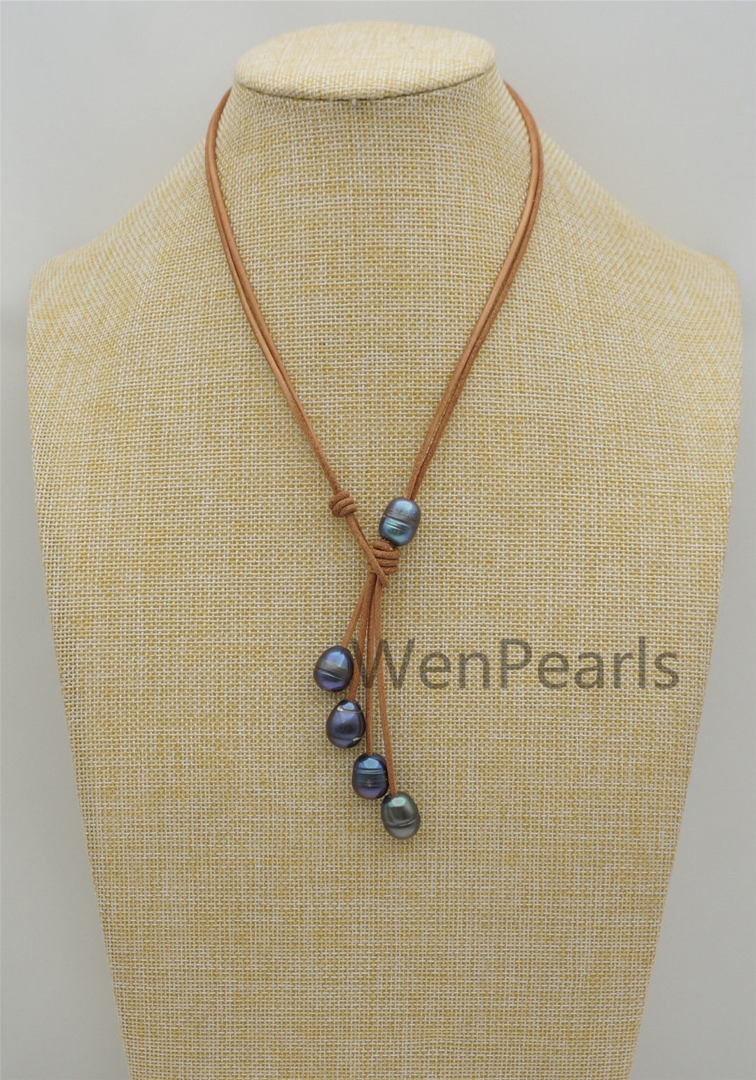 ★PEARLY MORE★ Surgical Point Leather Necklace 2 Colors Tahitian Pearl & Leather Necklace - 