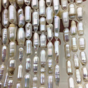 A 7-8x16-20mm White Cylinder Shape Freshwater Pearl,one full strand,wholesale,ZS-103-18-7