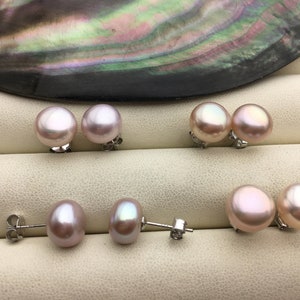 AAA 5-10mm Natural Purple Rainbow Color Pearl earrings,s925 stud pearl earrings,Wedding,bridal,birthday,SE1-030 image 4