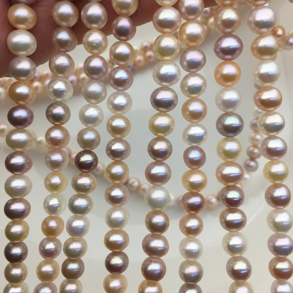 AAA- 6.5-7mm mix color round freshwater pearls,6mm loose pearls,Pearl Necklace,loose pearl strands,gift for her,RP6-T8