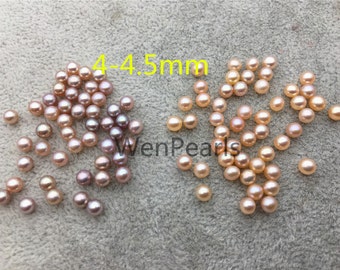 5pcs AAA 4-4.5mm pink/purple seed pearl bead,small freshwater round loose pearl wholesale,tiny pearl supply,half hole,no hole,RP4-3A-5