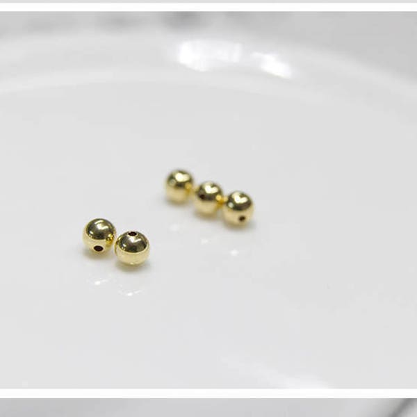 18k Real Gelb / Weiß / Rose Gold Gold Handgefertigte runde Perlen im Bali-Stil, 2mm, 3mm, 4mm 18k Goldperlen. 18k Spacer Perlen,ASG-PJ-001