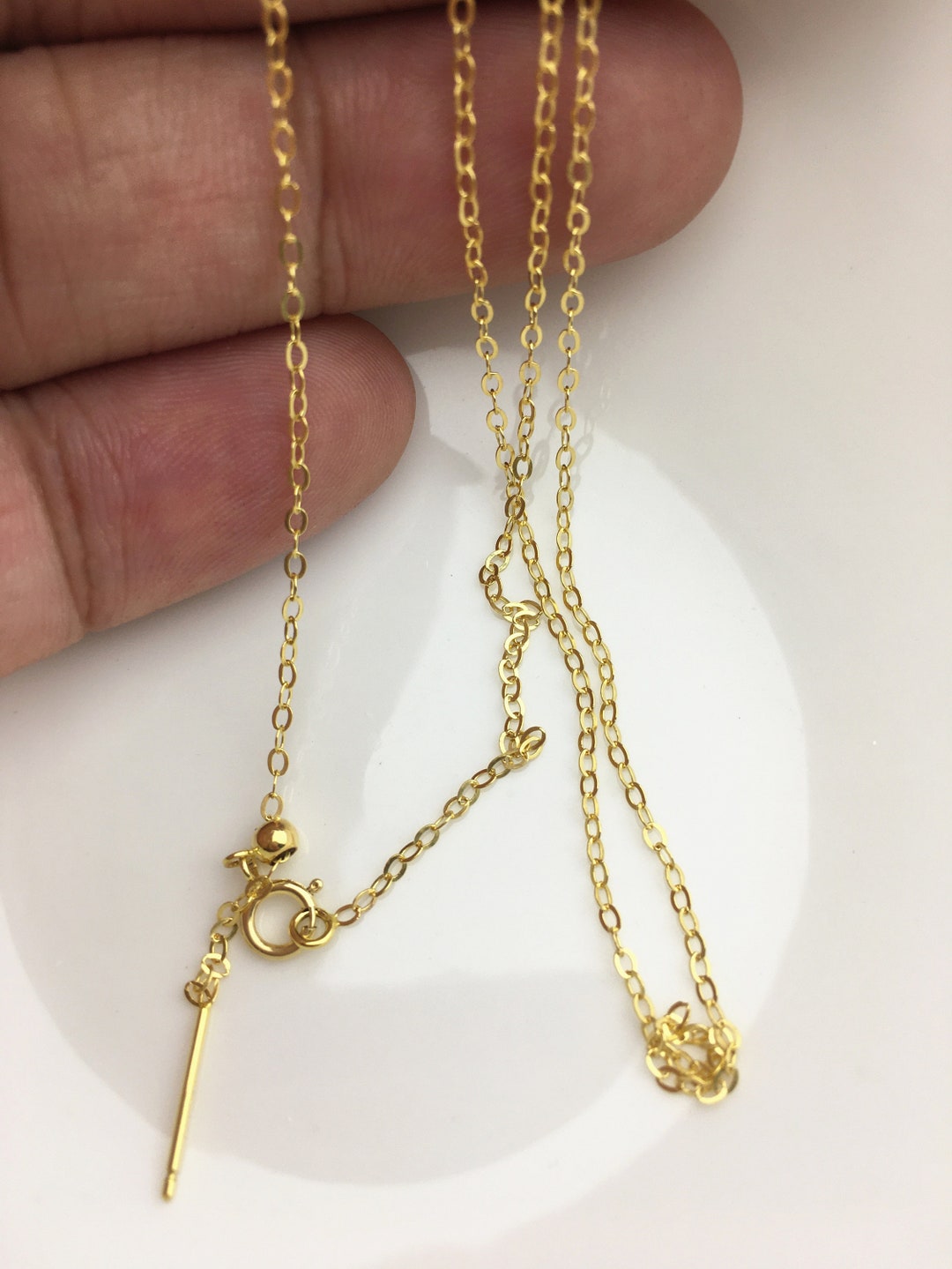 18'' Adjust 14k Gold Filled 1.4mm O Chain Necklace With Adjust Clasp