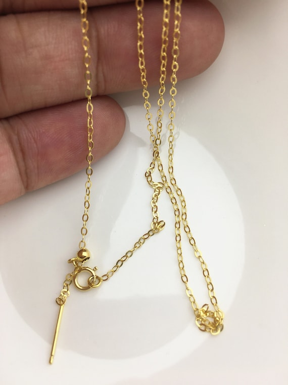 18インチ調整可能 14k ゴールドフィルド 1.4 mm O チェーンネックレス 
