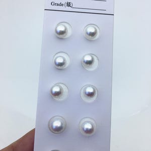 High Luster!AAA 6-6.5mm white round freshwater pearl pair,half hole round loose pearl wholesale,for pearl earrings,for pearl ring,RP6-3A-3
