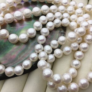 33&#39;&#39; 8-9mm White Potato Freshwater Pearl Necklace,NPN1-130
