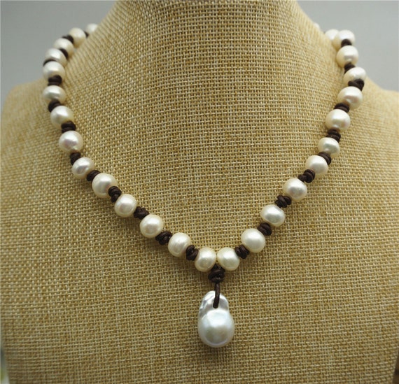 Collana Girocollo In Perle D'acqua Dolce Barocche Nere Naturali 8-9 Mm - Lunghezza 16 Pollici
