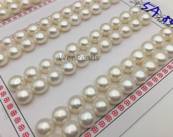 11 pairs AAA+ 8-8.5mm White button round freshwater pearls,button earrings,genuine freshwater pearls,half drilled pearls,BTN8-5A-1