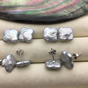1 pair AA+ 11-12mm Clover freshwater pearl stud earrings - lucky flower earrings - Freshwater Pearls earrings - SE3-041