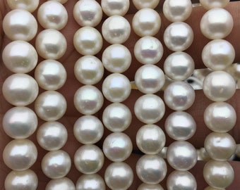 AA+ 9mm white round freshwater pearls,custom drill 1.5mm,1.8mm,2.0mm,2.2mm,3mm large hole,full strand,good luster pearl,RP9-2AY-Bda-1