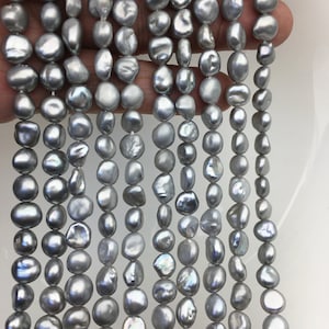AA 7-8mm gray Keshi Freshwater Pearls,ZS-200-115