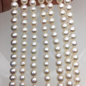 AA+ 6.5-7.5mm white near round freshwater pearls,Natural Pearl Necklace,loose pearl strands,gift for her,RP7-2A-2