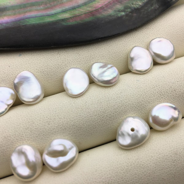 Paire de perles keshi blanches fines AAA 7/8/9/10 mm, pour faire des clous d'oreilles, perle baroque, perles lâches, très lustre, ZS-127-32