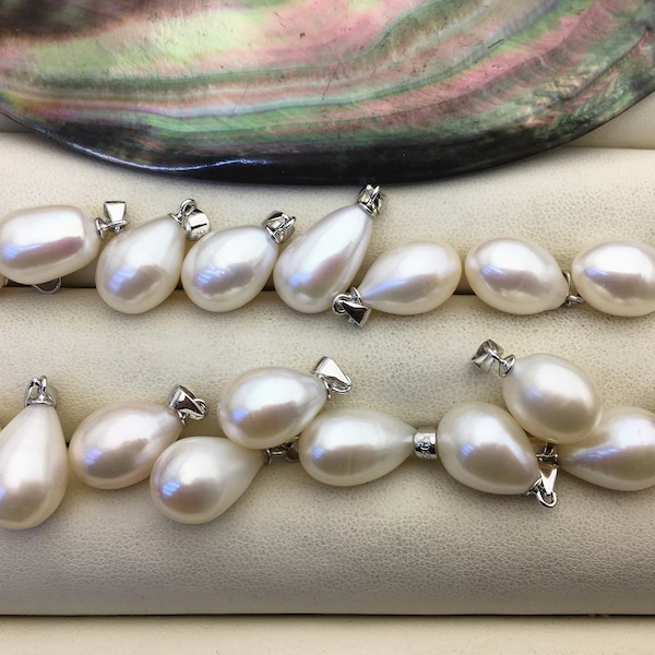 1pc AAA 10mm White teardrop pearl pendant , Oval Rice Pearl necklace- NC1-022