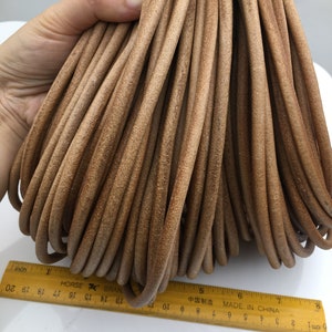 1/2/5/10 yards 6mm Natural Tan Color Round Leather Cord,Wholesale Jewelry Supplies,Distressed Matte Finish,LC6-202 画像 3