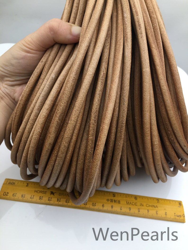 1/2/5/10 yards 6mm Natural Tan Color Round Leather Cord,Wholesale Jewelry Supplies,Distressed Matte Finish,LC6-202 画像 3