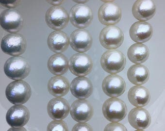 AA 10-12 mm ホワイトラウンドエジソン淡水真珠、ED10-2A-2-10 - Etsy 日本