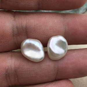 High Luster!AAA 10-11mm white keshi Freshwater Pearl Stud Earrings,Stud Earrings for Women Girls,SE3-019