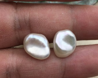 High Luster!AAA 10-11mm white keshi Freshwater Pearl Stud Earrings,Stud Earrings for Women Girls,SE3-019