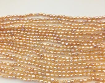 AAA 2.5-3.1mm orange pink nugget seed pearls,irregular nugget freshwater pearl strand,cheap price,pearl factory china,LM2-3A-23