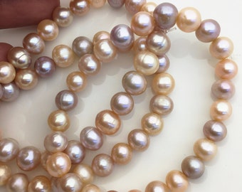 7''  7.4-8.3mm misc color near round Freshwater pearl Elastic string Bracelet,white pink purple pearl bracelet,B8-044